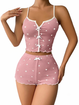Sexy Heart Print Pajama Set for Women