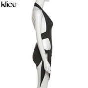 Kliou Solid Deep V sexy Two Piece Sets