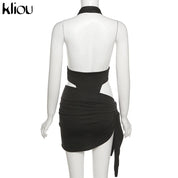 Kliou Solid Deep V sexy Two Piece Sets