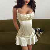 Ruched Satin Tank Set
