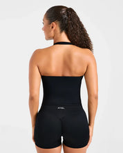 Fashion Enhance Seamless Halterneck Top Yoga Sports Bras Set Scrunch Bum Gym Shorts Women Workout Biker Stretch Fitness Leggings