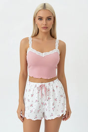 Pink V-Neck Sleepwear Set
