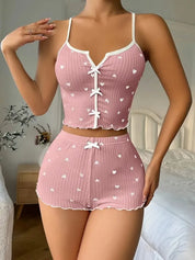 Sexy Heart Print Pajama Set for Women