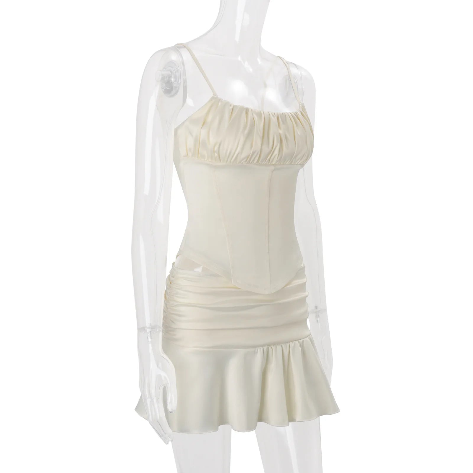Ruched Satin Tank Set