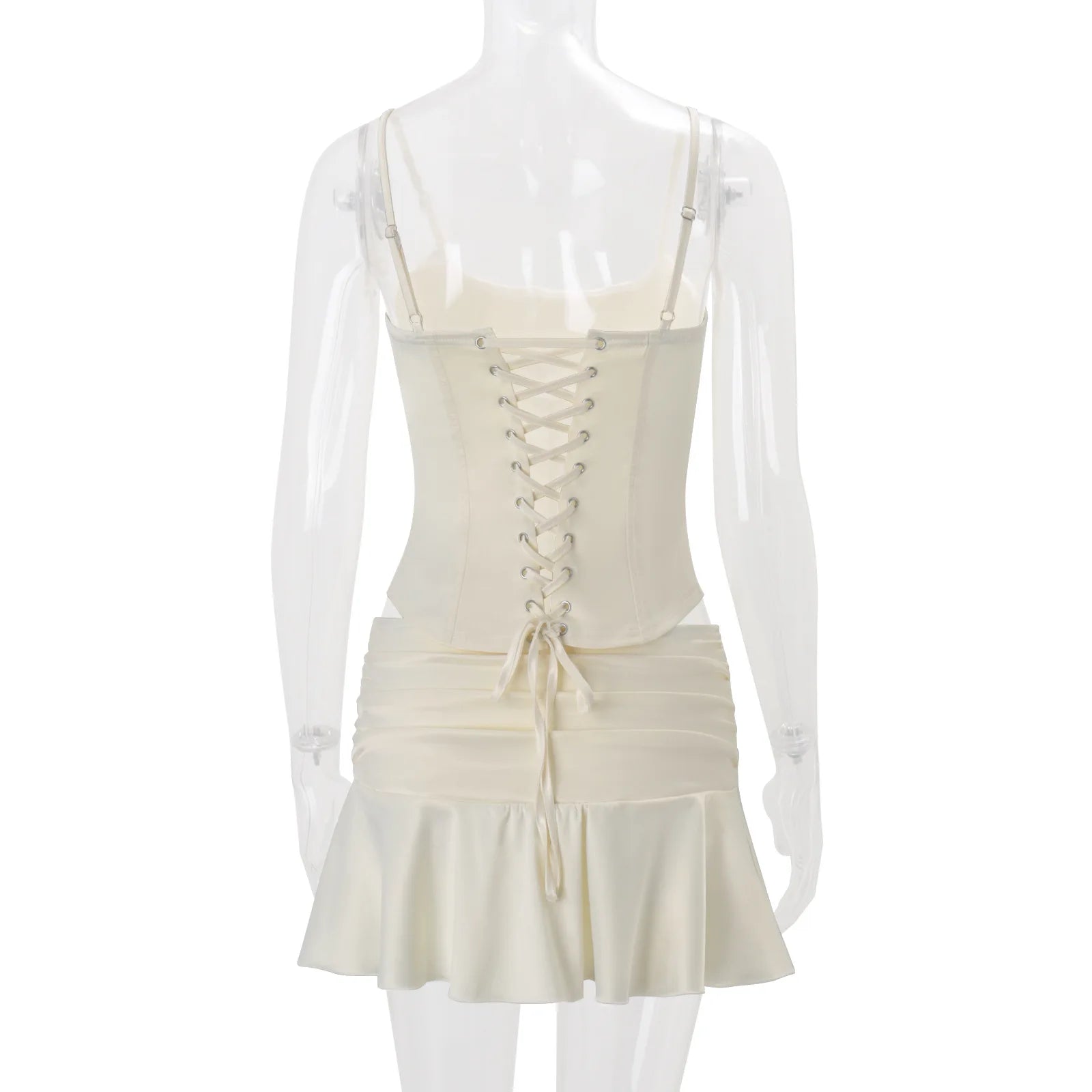 Ruched Satin Tank Set