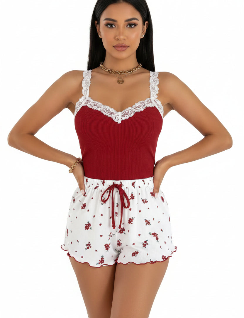 Pink V-Neck Sleepwear Set