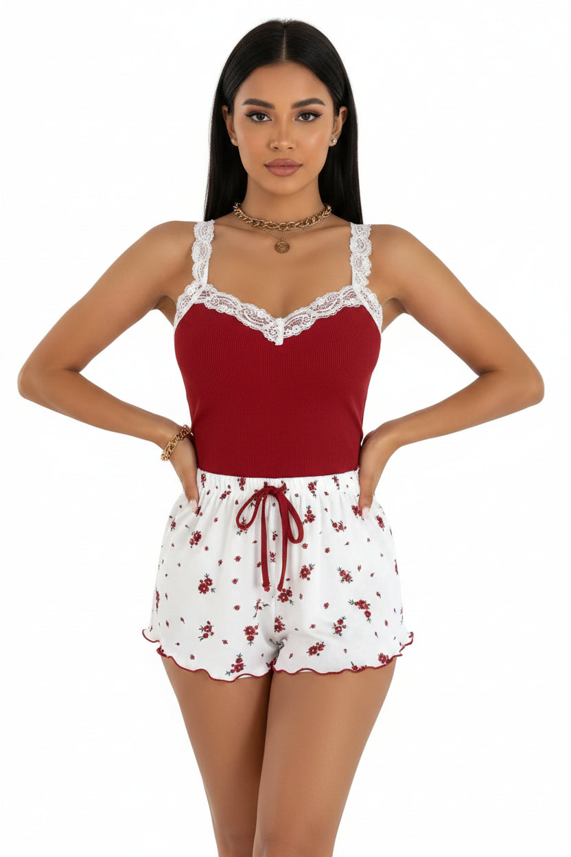 Pink V-Neck Sleepwear Set