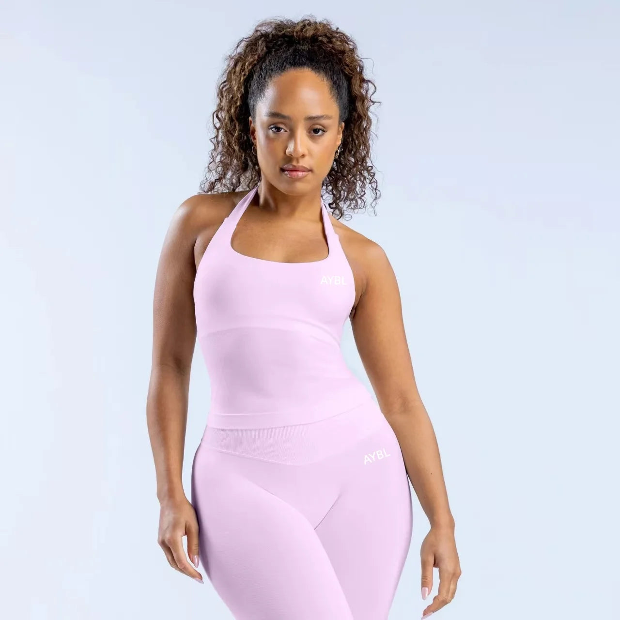 Fashion Enhance Seamless Halterneck Top Yoga Sports Bras Set Scrunch Bum Gym Shorts Women Workout Biker Stretch Fitness Leggings