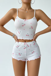 Heart Print 2 Pieces Pajama Set for Women