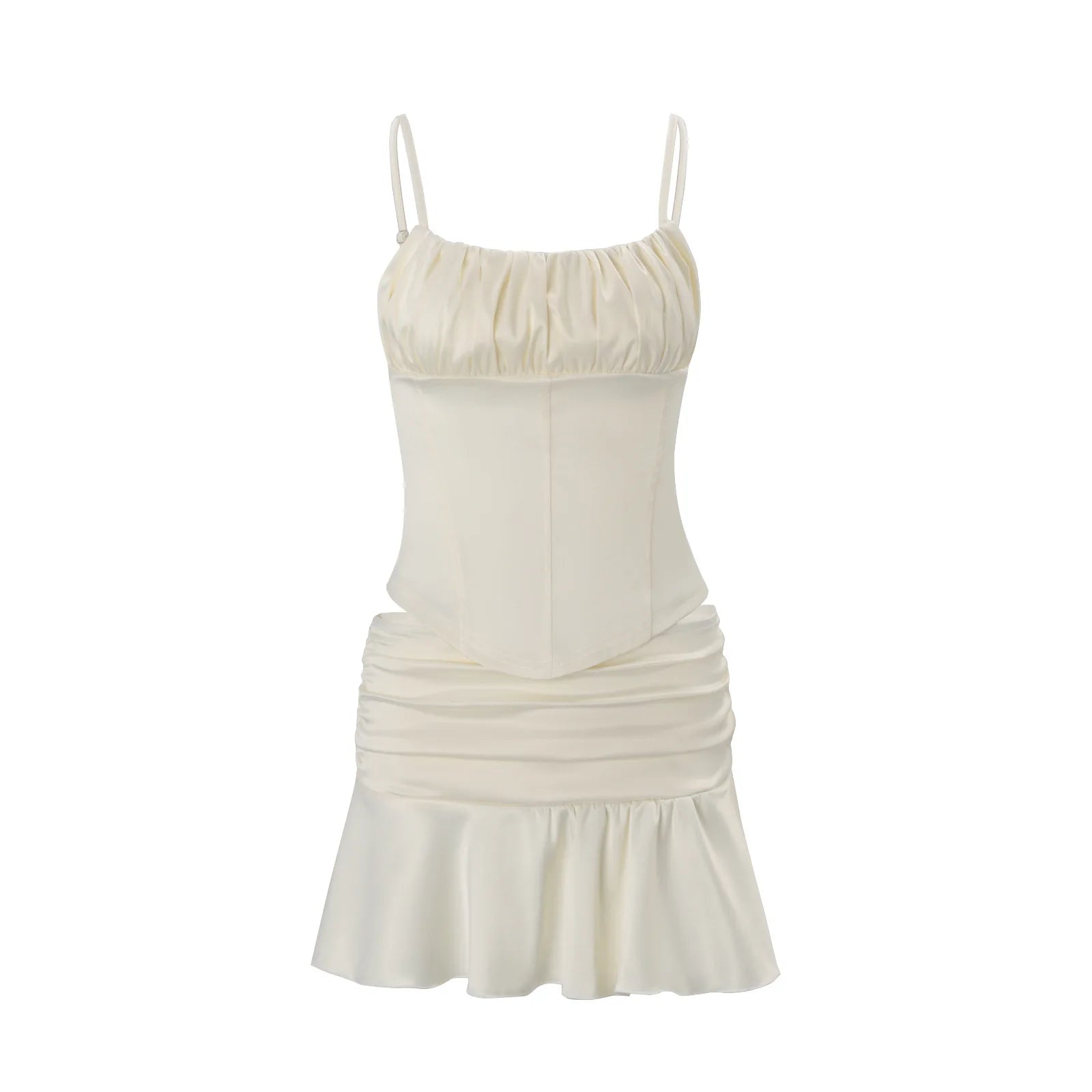 Ruched Satin Tank Set