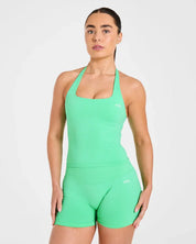Fashion Enhance Seamless Halterneck Top Yoga Sports Bras Set Scrunch Bum Gym Shorts Women Workout Biker Stretch Fitness Leggings
