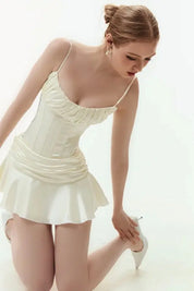 Ruched Satin Tank Set