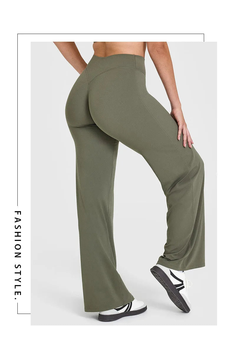 STOUREG Sport Trousers Straight-Leg Pants Ultra Soft Butter Fabric Women's Mid-Waist Yoga Pants GYM Naked Feel Pilates Running