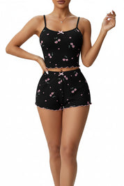 Heart Print 2 Pieces Pajama Set for Women